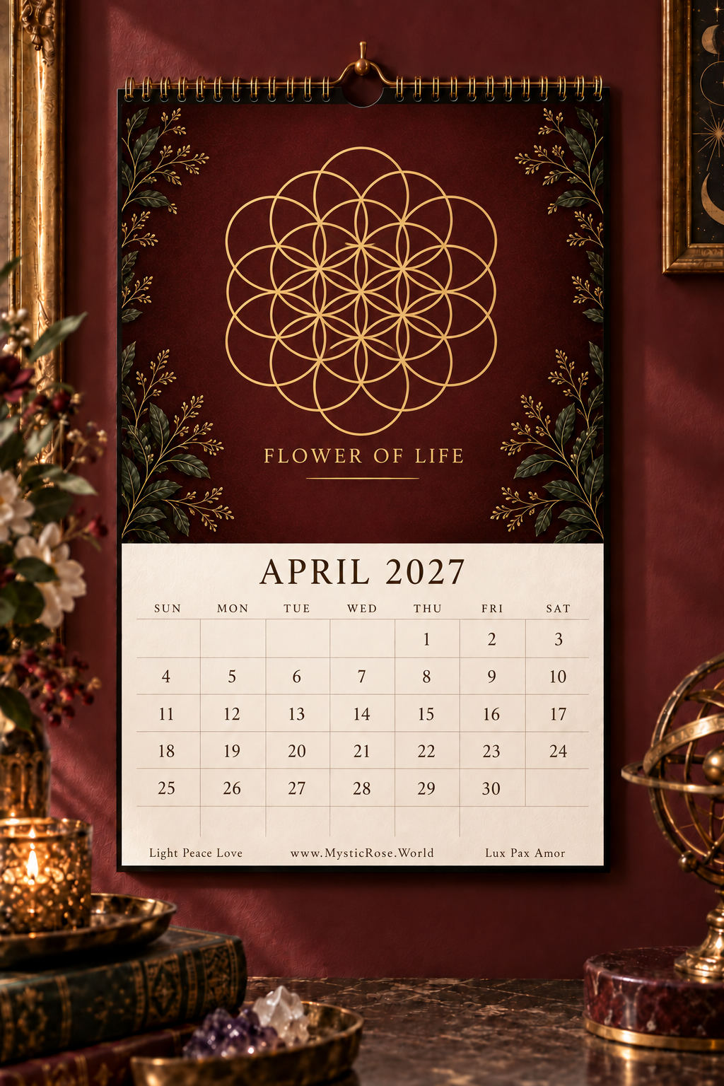 Sacred Geometry Wall Calendar 2027 — April — Flower of Life
