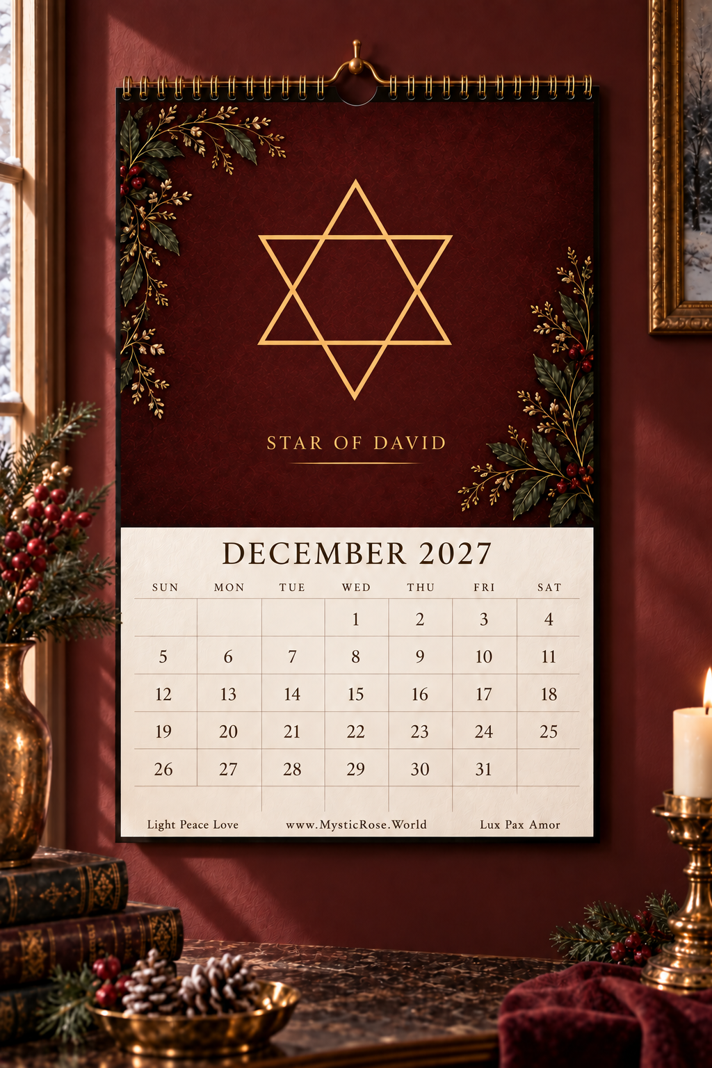 Sacred Geometry Wall Calendar 2027 — December — Star of David