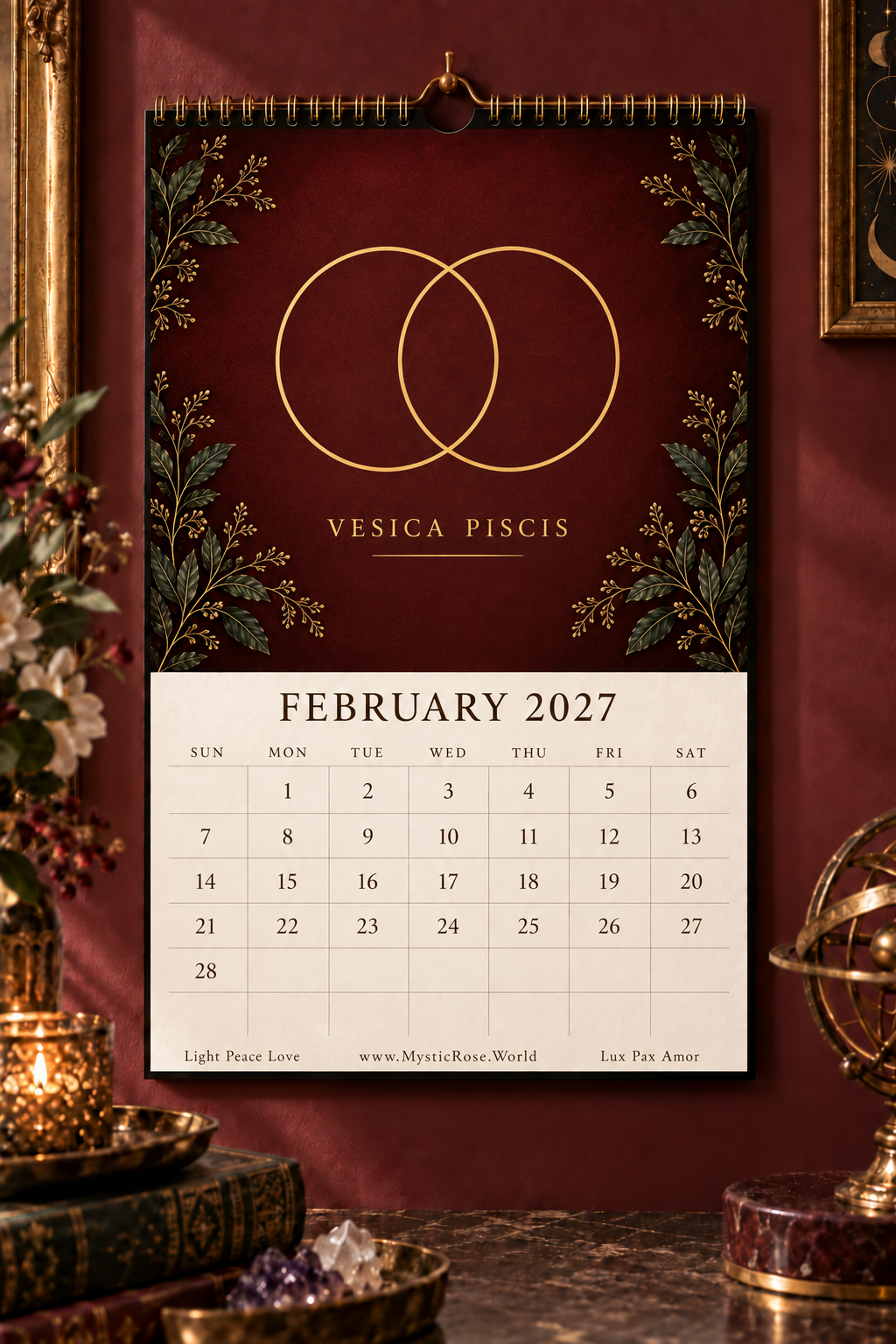 Sacred Geometry Wall Calendar 2027 — February — Vesica Piscis