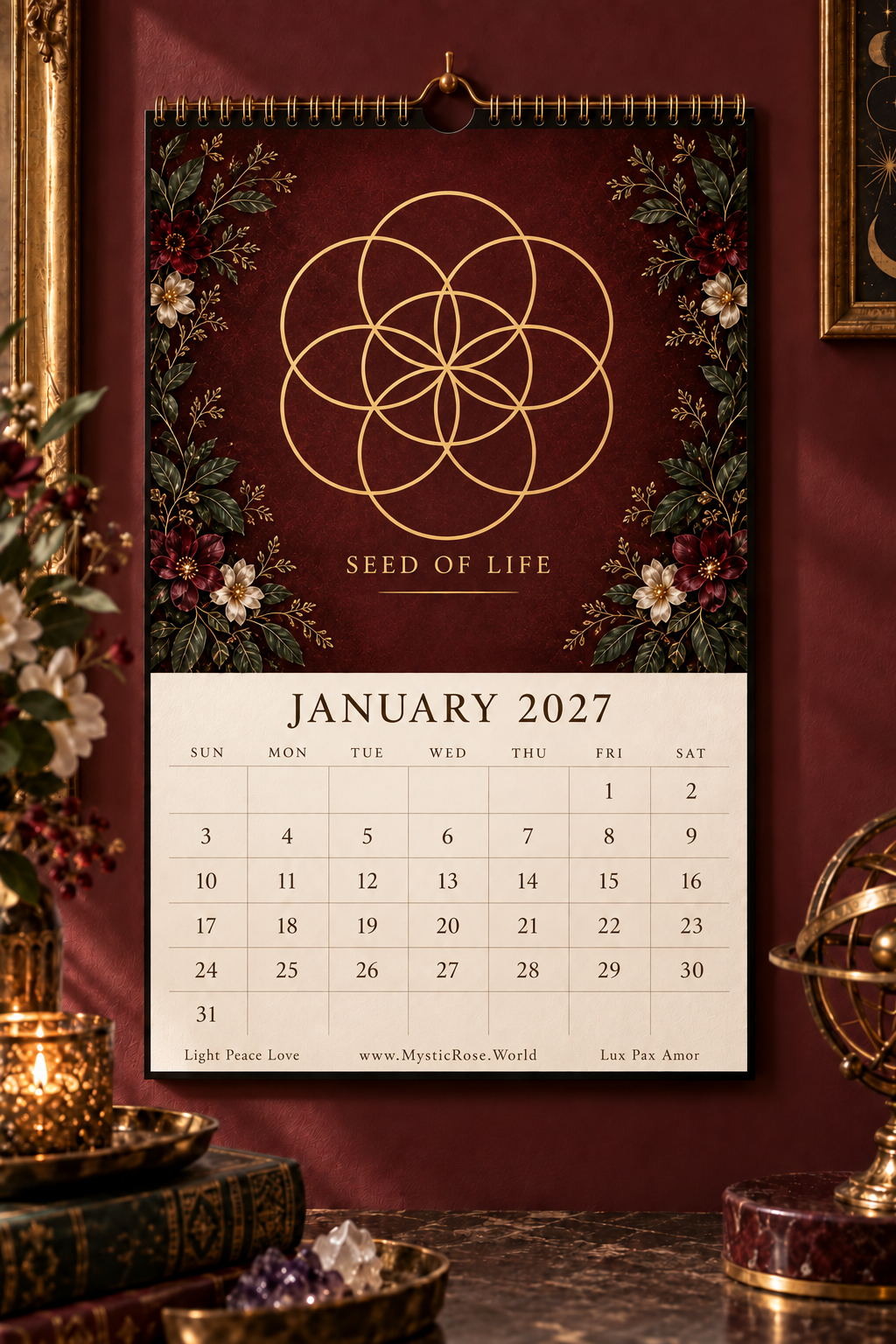 Sacred Geometry Wall Calendar 2027 — January — Seed of Life
