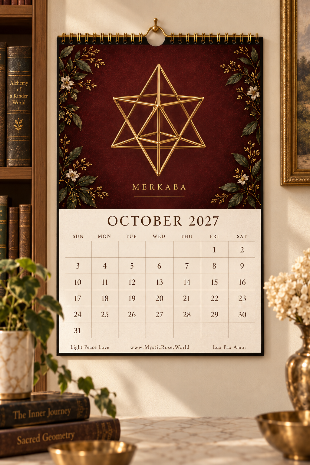 Sacred Geometry Wall Calendar 2027 — October — Merkaba