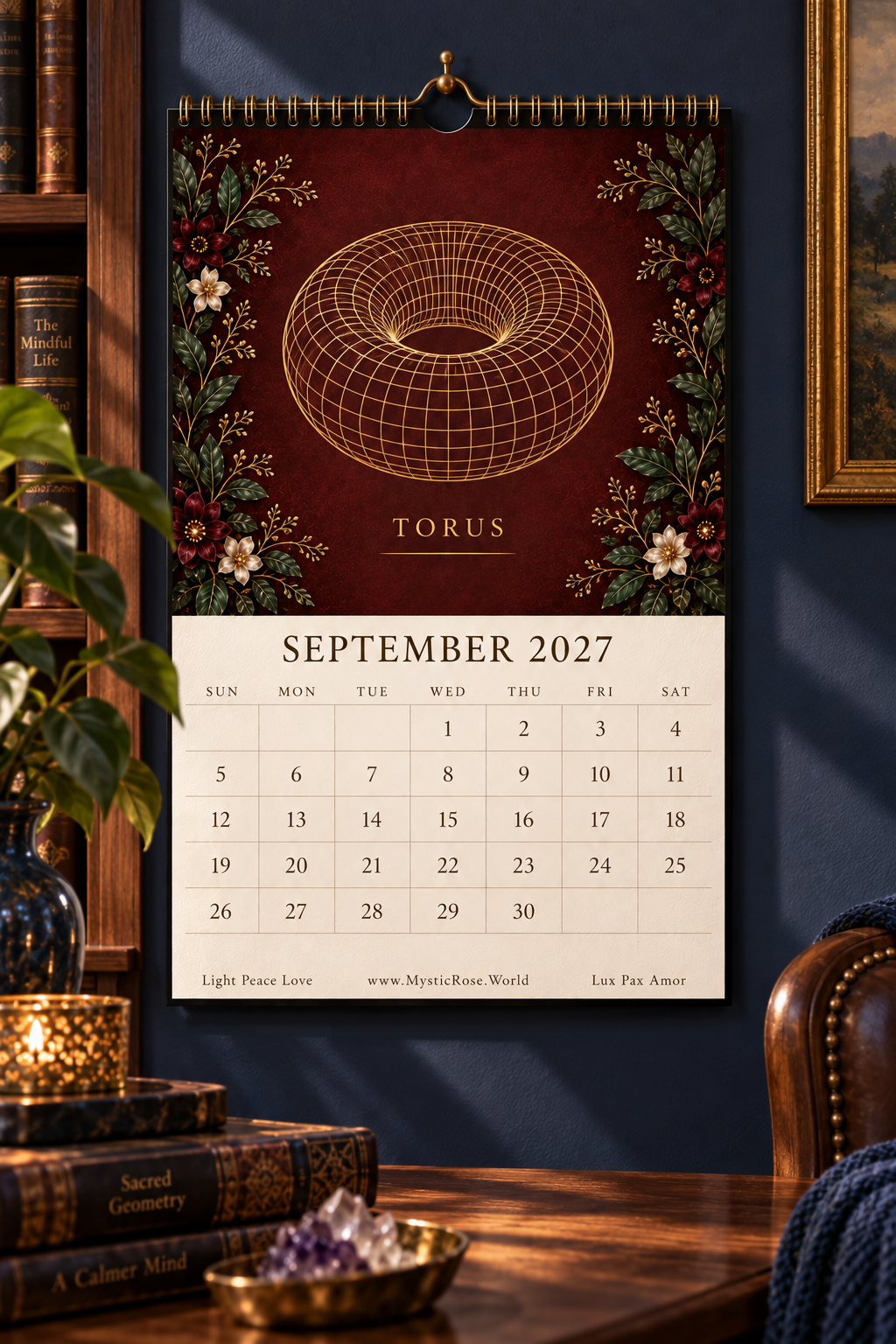 Sacred Geometry Wall Calendar 2027 — September — Torus