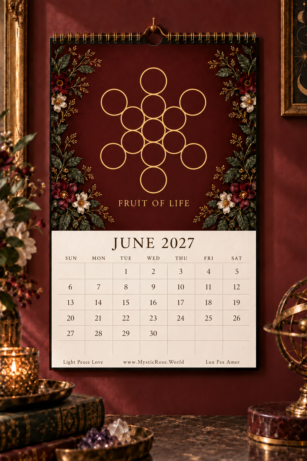 Sacred Geometry Wall Calendar 2027 — June — Fruit of Life