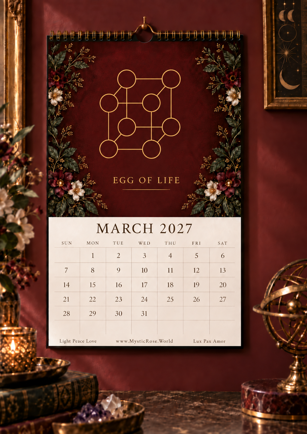 Sacred Geometry Wall Calendar 2027 — March — Egg of Life